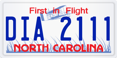 NC license plate DIA2111
