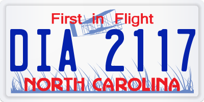 NC license plate DIA2117