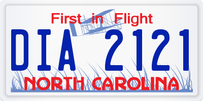 NC license plate DIA2121