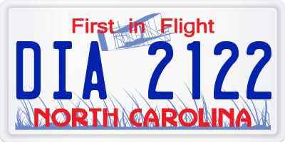 NC license plate DIA2122