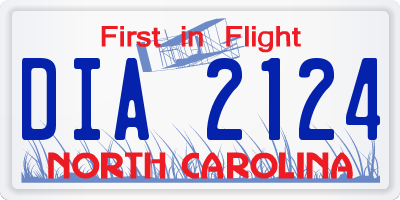 NC license plate DIA2124