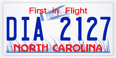 NC license plate DIA2127