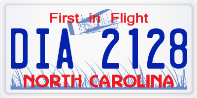 NC license plate DIA2128