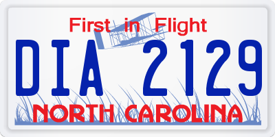 NC license plate DIA2129
