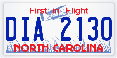 NC license plate DIA2130