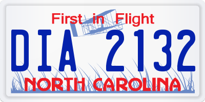 NC license plate DIA2132