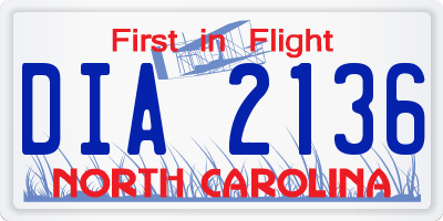 NC license plate DIA2136