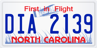 NC license plate DIA2139