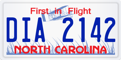 NC license plate DIA2142