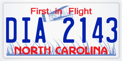 NC license plate DIA2143