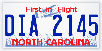 NC license plate DIA2145