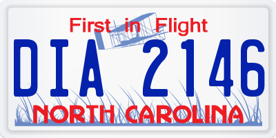 NC license plate DIA2146