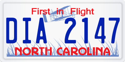NC license plate DIA2147