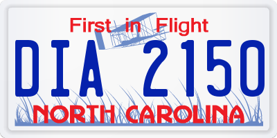 NC license plate DIA2150