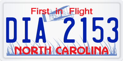NC license plate DIA2153