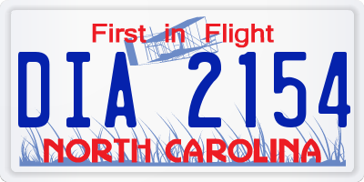 NC license plate DIA2154