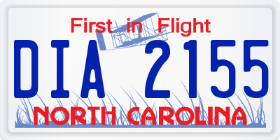 NC license plate DIA2155