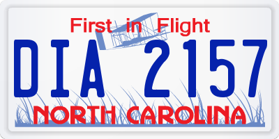 NC license plate DIA2157
