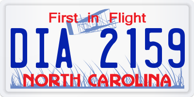 NC license plate DIA2159