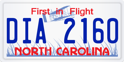 NC license plate DIA2160