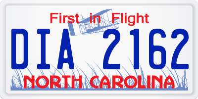 NC license plate DIA2162