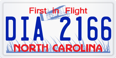 NC license plate DIA2166