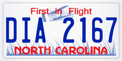 NC license plate DIA2167