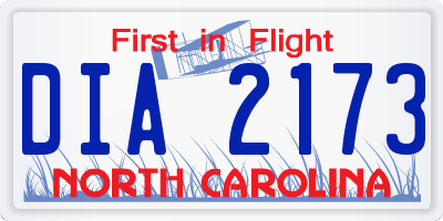 NC license plate DIA2173