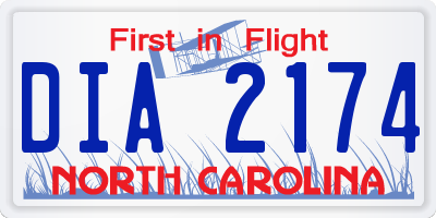 NC license plate DIA2174