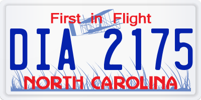 NC license plate DIA2175
