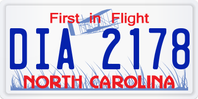 NC license plate DIA2178