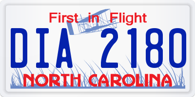 NC license plate DIA2180