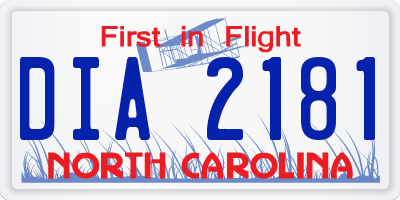 NC license plate DIA2181
