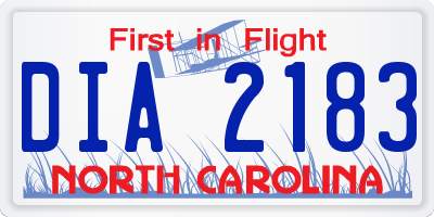 NC license plate DIA2183