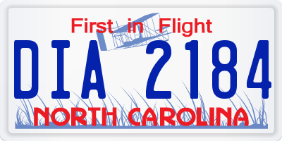 NC license plate DIA2184