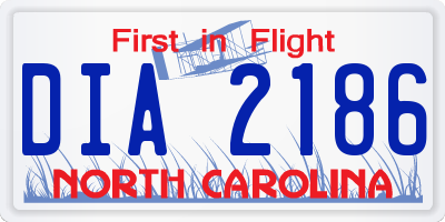 NC license plate DIA2186