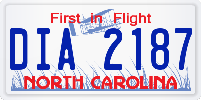 NC license plate DIA2187