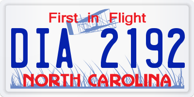 NC license plate DIA2192