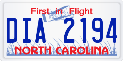 NC license plate DIA2194