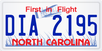 NC license plate DIA2195