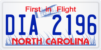 NC license plate DIA2196