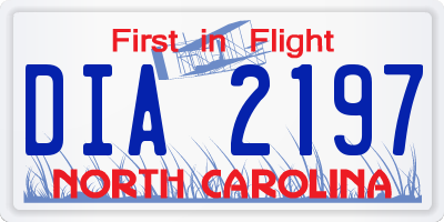 NC license plate DIA2197