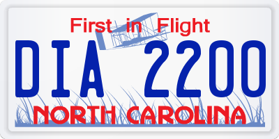 NC license plate DIA2200