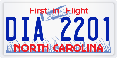 NC license plate DIA2201