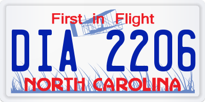 NC license plate DIA2206