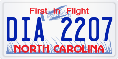 NC license plate DIA2207