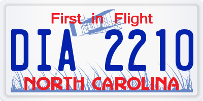 NC license plate DIA2210