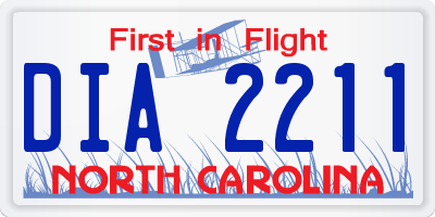 NC license plate DIA2211