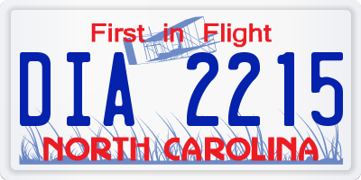 NC license plate DIA2215