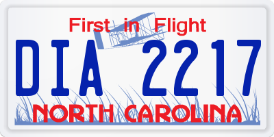 NC license plate DIA2217